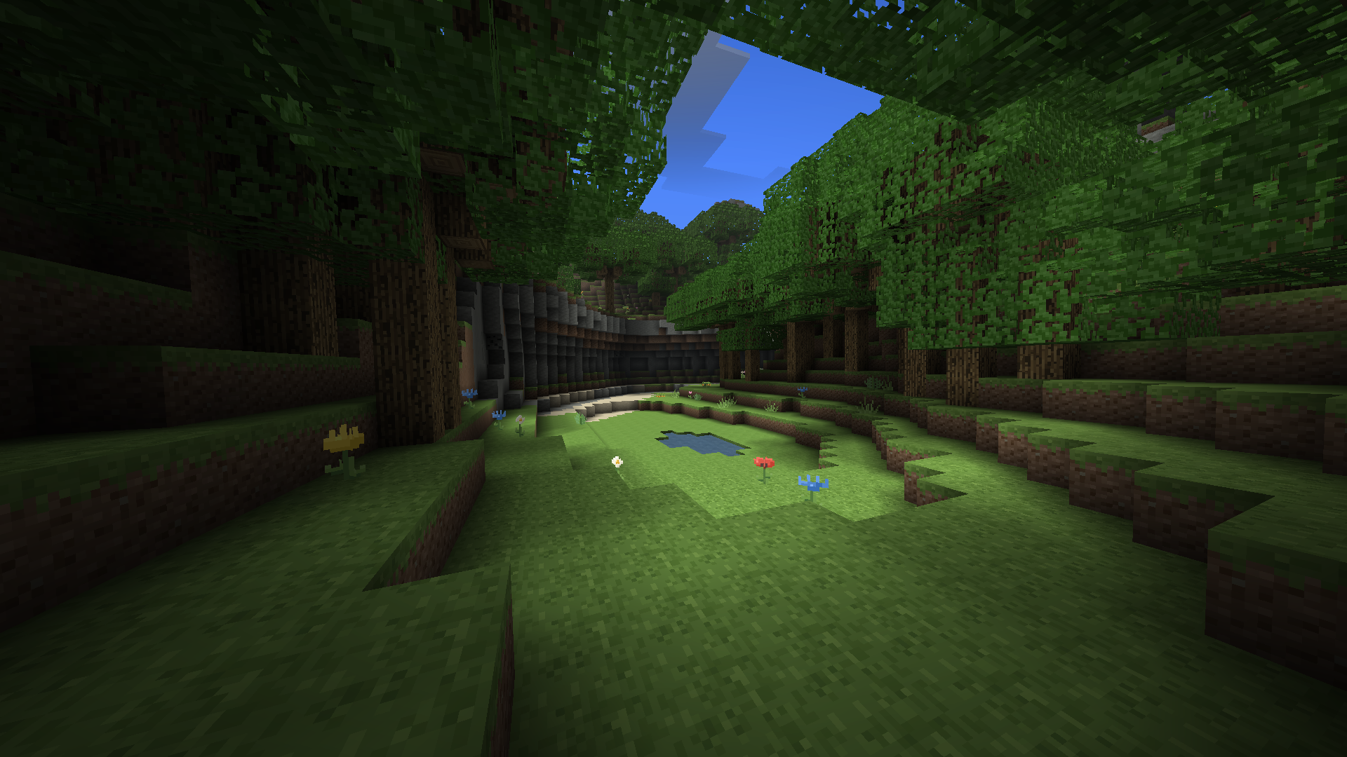 A grassy clearing in the Overworld
